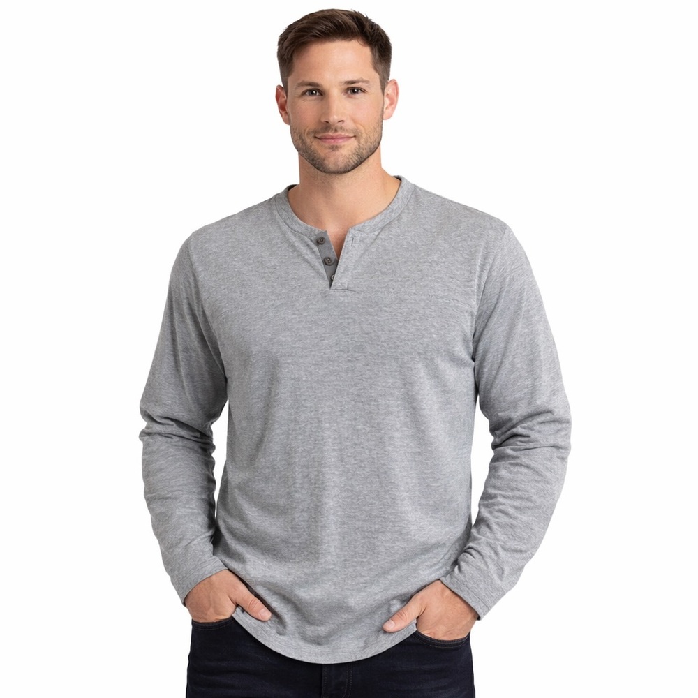 Tavik Modern‎ Beach Culture Henley Shirt Gray Long Sleeve Casual Surf Style L
